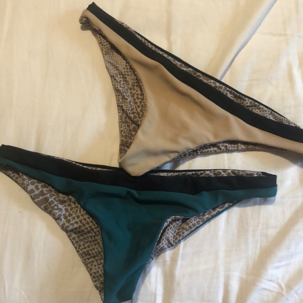 Brown and teal acacia bottoms both size extra small